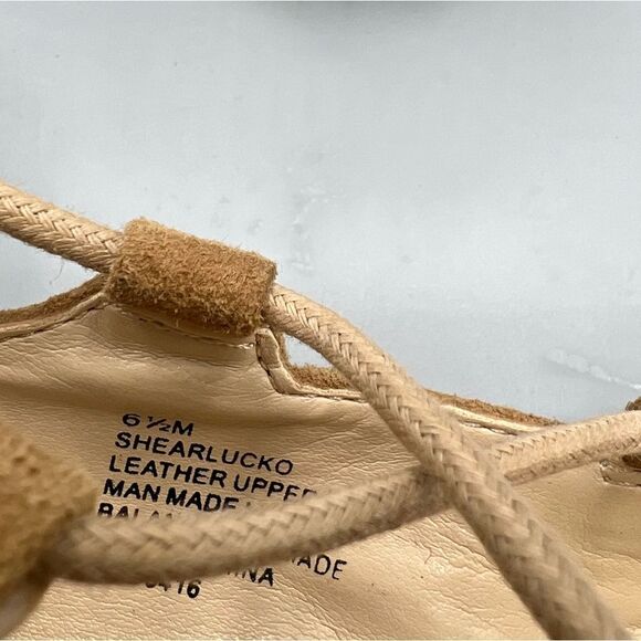 Nine West Tan Shearluko Lace Up Suede Flats - Picture 4 of 6